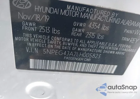 2020 Hyundai Sonata Se from USA, damaged, VIN 5NPEG4JA2LH005823